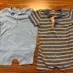 Set of Two Primary Henley Rompers- 18-24 Months